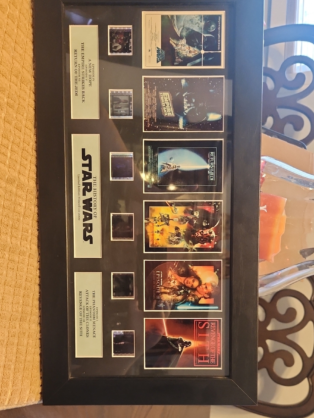 Star Wars Black Framed Movie Poster Collage with Multicolor Artwork